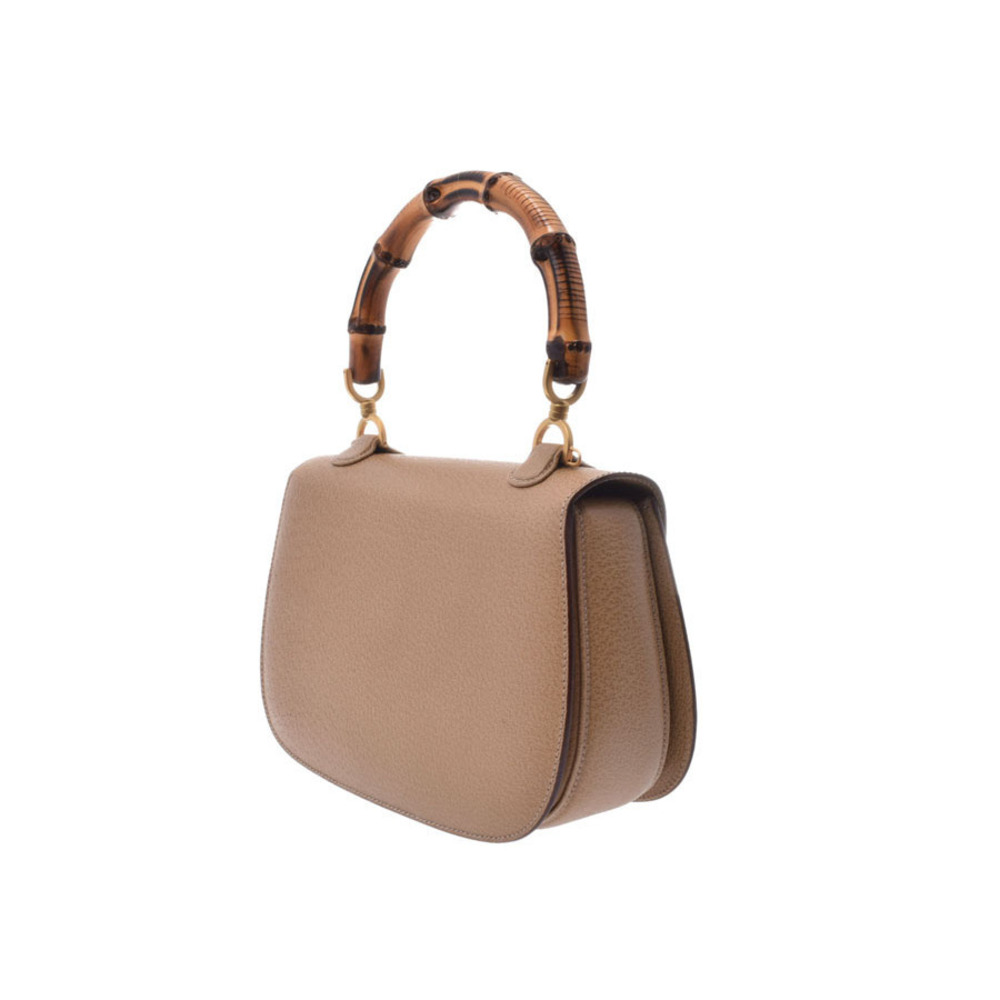 Gucci Handbag Bamboo 2way Top Beige Tan Pigskin Strap Handle